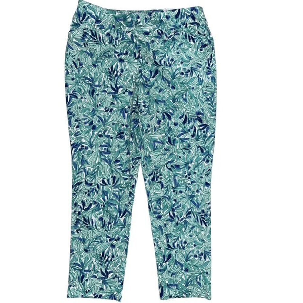 Croft Barrow 16P Pants Regular Petite Blue Mid-Rise Straight Comfort Waistband